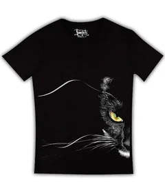 Прикольные футболки: черный кот на черной